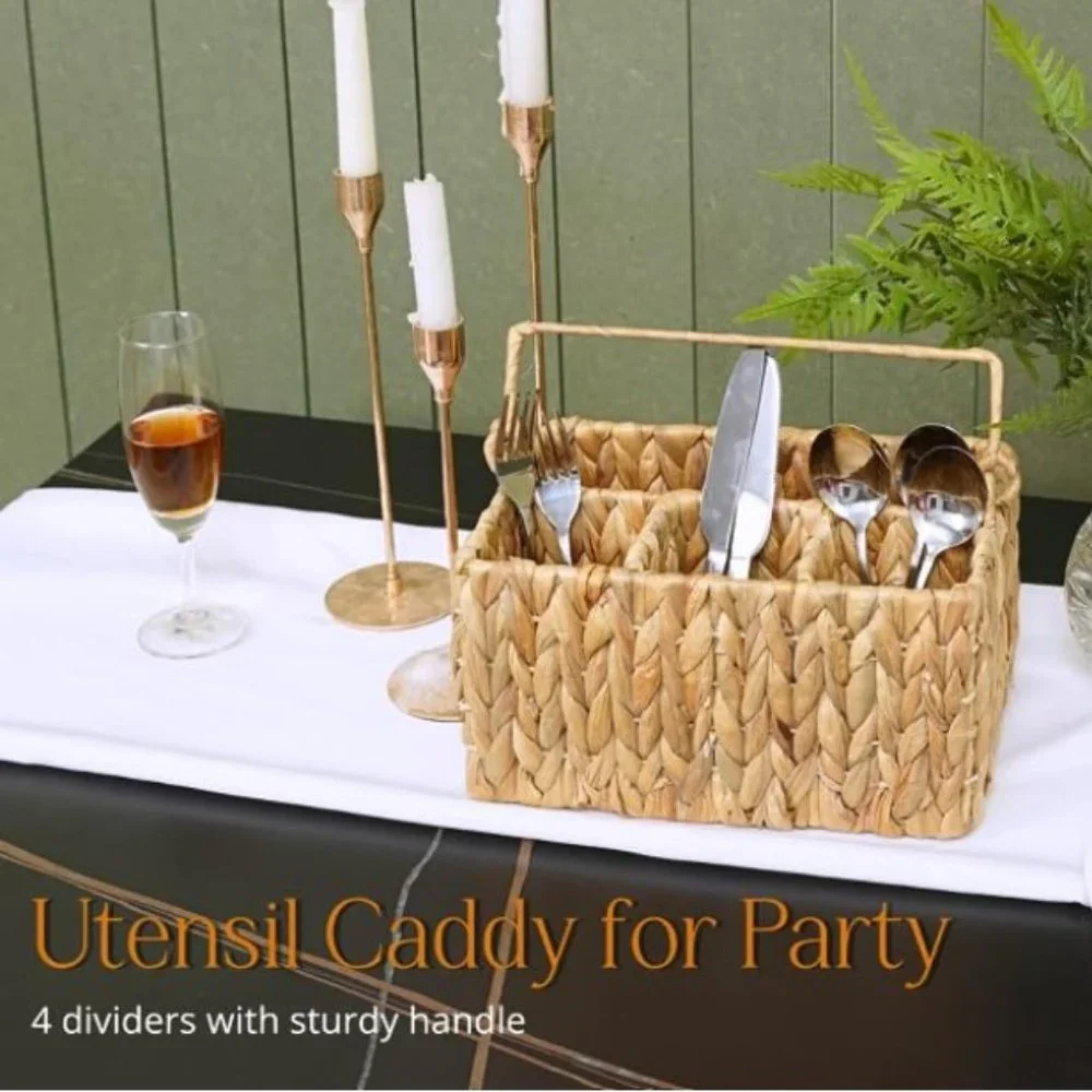 Natural Woven Wicker Kitchen Cooking Utensils / Office / Craft Supplies Holder
